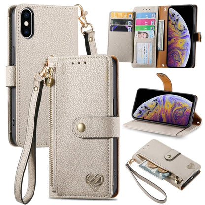 Love Zipper Lanyard Leather Phone Case, For iPhone 11, For iPhone 11 Pro, For iPhone XR, For iPhone XS Max