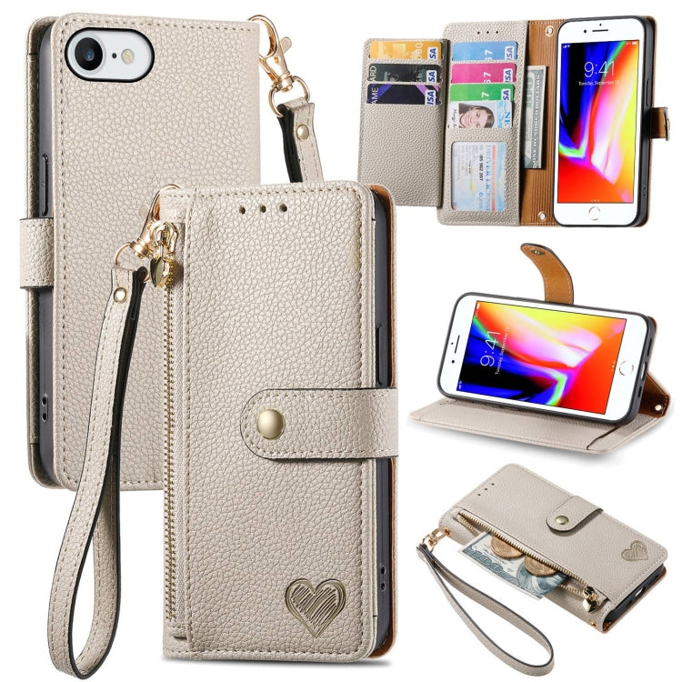 Love Zipper Lanyard Leather Phone Case, For iPhone 14 Pro Max, For iPhone 7 / 8 / SE 2022, For iPhone 13 Pro Max, For iPhone 13 Pro