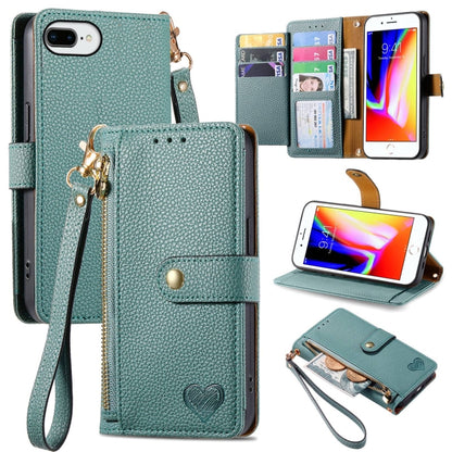Love Zipper Lanyard Leather Phone Case, For iPhone 7 / 8 / SE 2022, For iPhone 12 / 12 Pro, For iPhone X / XS, For iPhone 7 Plus / 8 Plus
