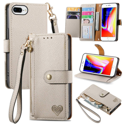 Love Zipper Lanyard Leather Phone Case, For iPhone 7 / 8 / SE 2022, For iPhone 12 / 12 Pro, For iPhone X / XS, For iPhone 7 Plus / 8 Plus