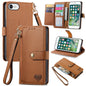 Love Zipper Lanyard Leather Phone Case, For iPhone XS Max, For iPhone 7 Plus / 8 Plus, For iPhone 6 Plus / 6s Plus, For iPhone 6 / 6s