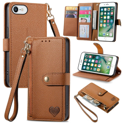 Love Zipper Lanyard Leather Phone Case