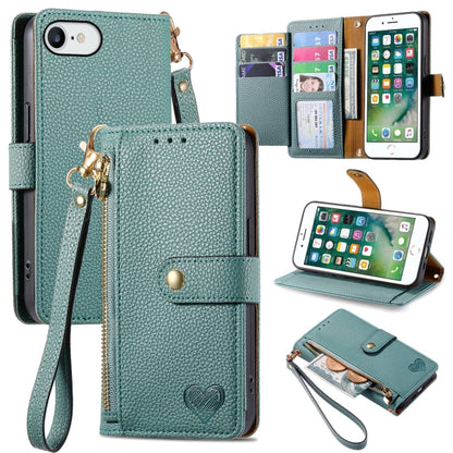 Love Zipper Lanyard Leather Phone Case, For iPhone XS Max, For iPhone 7 Plus / 8 Plus, For iPhone 6 Plus / 6s Plus, For iPhone 6 / 6s