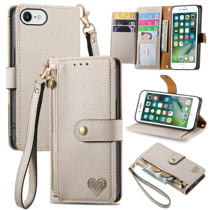 Love Zipper Lanyard Leather Phone Case, For iPhone XS Max, For iPhone 7 Plus / 8 Plus, For iPhone 6 Plus / 6s Plus, For iPhone 6 / 6s