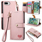 Love Zipper Lanyard Leather Phone Case, For iPhone XS Max, For iPhone 7 Plus / 8 Plus, For iPhone 6 Plus / 6s Plus, For iPhone 6 / 6s