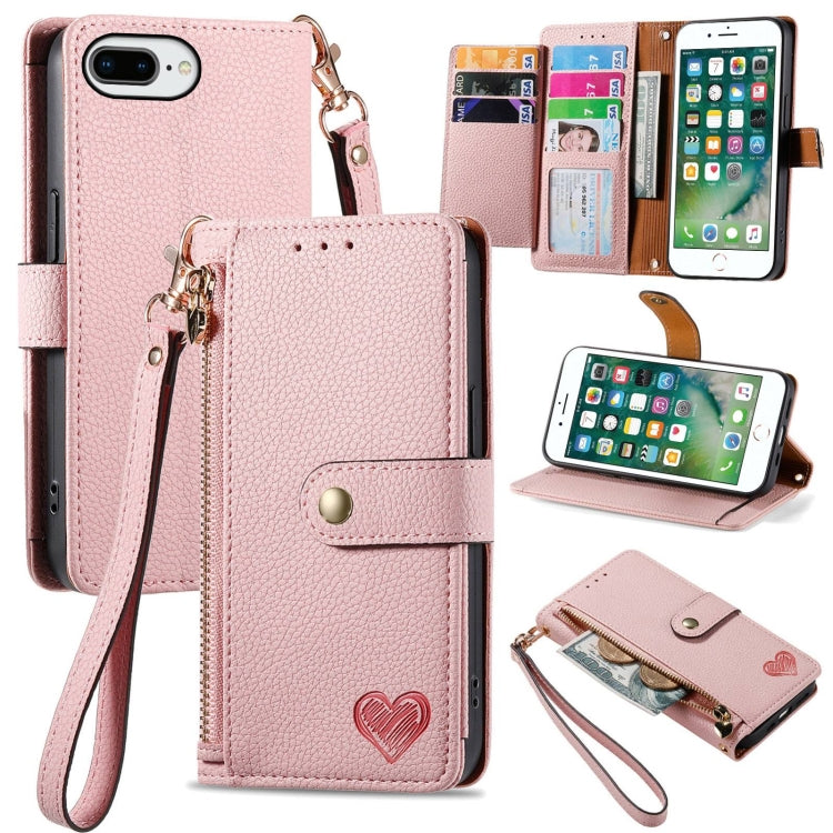 Love Zipper Lanyard Leather Phone Case