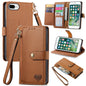 Love Zipper Lanyard Leather Phone Case