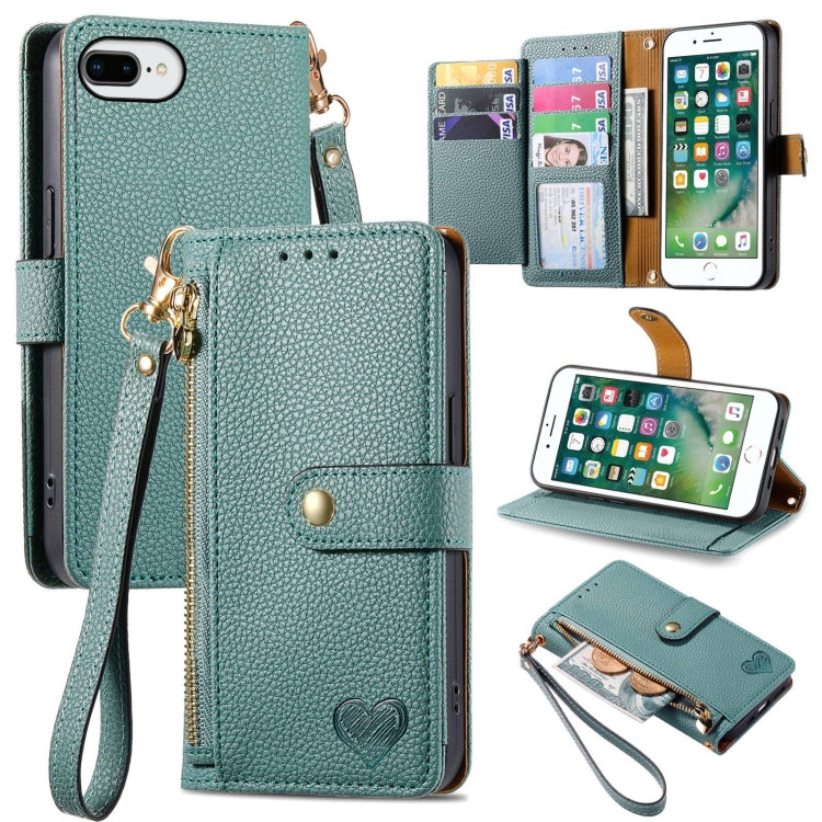 Love Zipper Lanyard Leather Phone Case