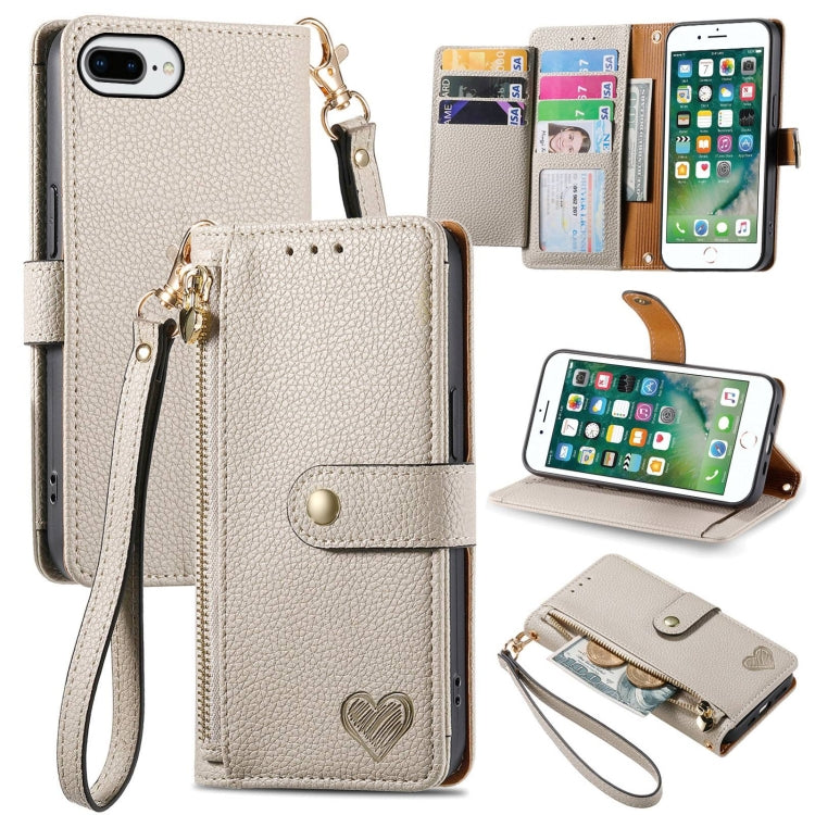 Love Zipper Lanyard Leather Phone Case