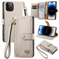 Love Zipper Lanyard Leather Phone Case, For iPhone 16, For iPhone 15 Pro Max, For iPhone 15 Pro, For iPhone 15 Plus