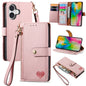 Love Zipper Lanyard Leather Phone Case, For iPhone 16, For iPhone 15 Pro Max, For iPhone 15 Pro, For iPhone 15 Plus