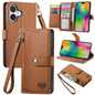 Love Zipper Lanyard Leather Phone Case, For iPhone 16e, For iPhone 16 Pro Max, For iPhone 16 Pro, For iPhone 16 Plus