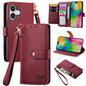Love Zipper Lanyard Leather Phone Case, For iPhone 16e, For iPhone 16 Pro Max, For iPhone 16 Pro, For iPhone 16 Plus