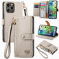 Love Zipper Lanyard Leather Phone Case, For iPhone 16e, For iPhone 16 Pro Max, For iPhone 16 Pro, For iPhone 16 Plus