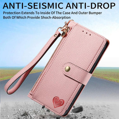 Love Zipper Lanyard Leather Phone Case, For iPhone 16e, For iPhone 16 Pro Max, For iPhone 16 Pro, For iPhone 16 Plus
