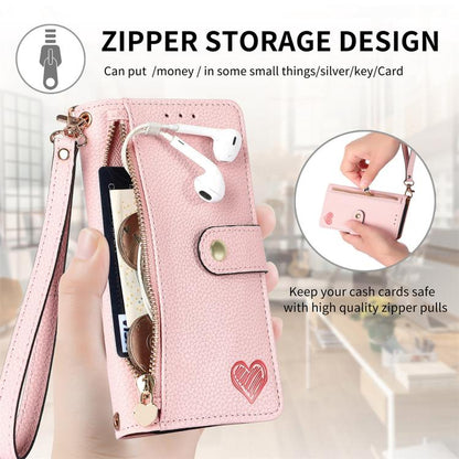 Love Zipper Lanyard Leather Phone Case, For iPhone 16e, For iPhone 16 Pro Max, For iPhone 16 Pro, For iPhone 16 Plus