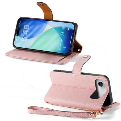Love Zipper Lanyard Leather Phone Case, For iPhone Air, For iPhone 16 Pro Max, For iPhone 16 Pro, For iPhone 16 Plus