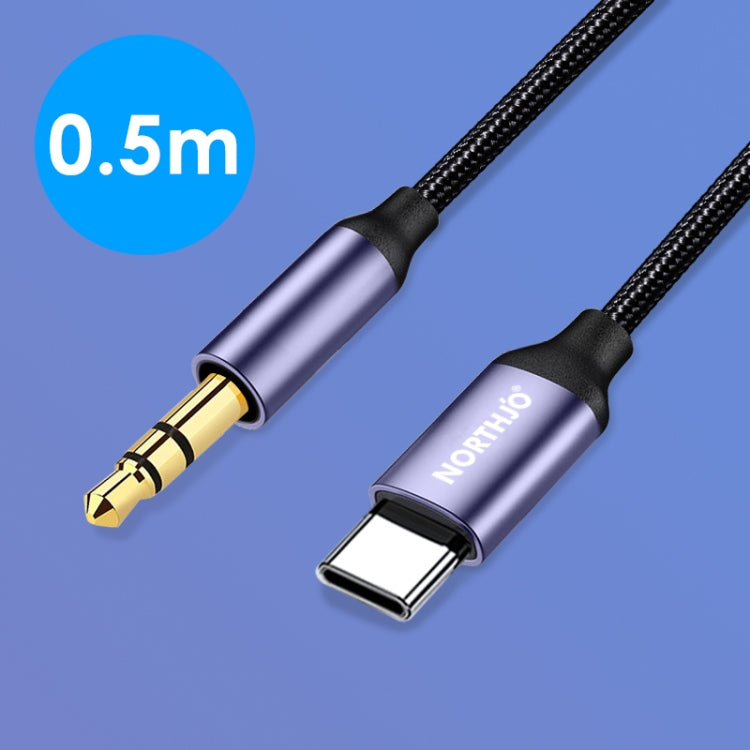 NORTHJO UTM03 Type-C to 3.5mm Audio Aux Jack Headphone Cable, 0.5m, 1m, 1.5m