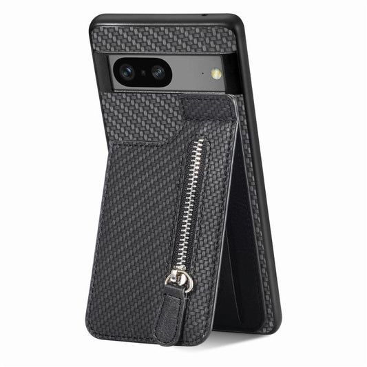 Carbon Fiber Vertical Flip Zipper Phone Case, For Google Pixel 7a, For Google Pixel 7