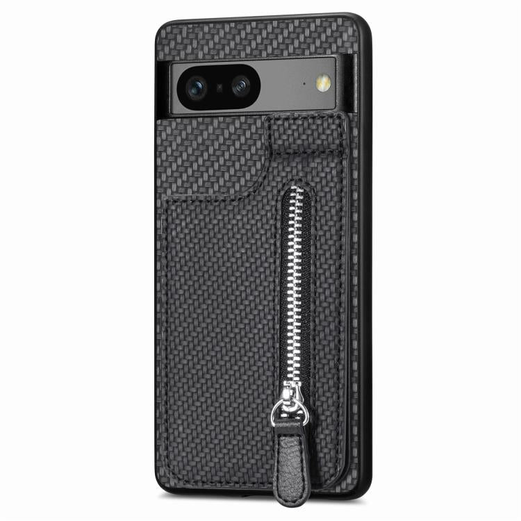 Carbon Fiber Vertical Flip Zipper Phone Case, For Google Pixel 7a, For Google Pixel 7