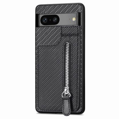 Carbon Fiber Vertical Flip Zipper Phone Case, For Google Pixel 7a, For Google Pixel 7
