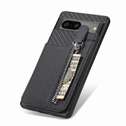 Carbon Fiber Vertical Flip Zipper Phone Case, For Google Pixel 7a, For Google Pixel 7
