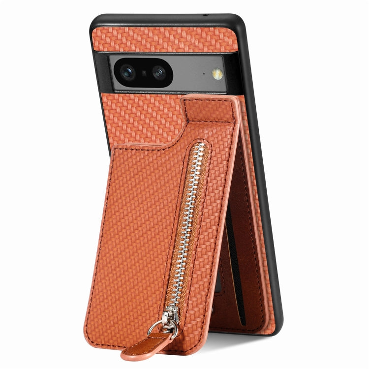 Carbon Fiber Vertical Flip Zipper Phone Case