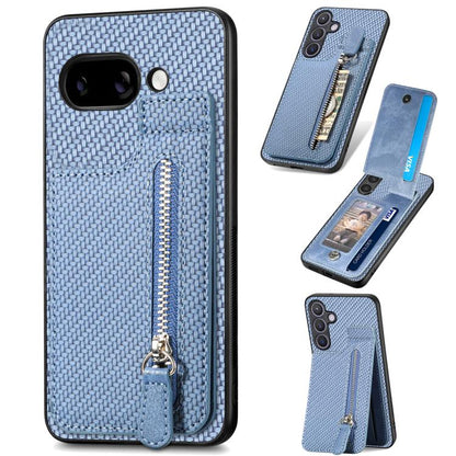 Carbon Fiber Vertical Flip Zipper Phone Case, For Google Pixel 10 / 10 Pro, For Google Pixel 9a, For Google Pixel 9 Pro XL, For Google Pixel 9 / 9 Pro