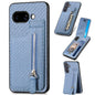 Carbon Fiber Vertical Flip Zipper Phone Case, For Google Pixel 10 / 10 Pro, For Google Pixel 9a, For Google Pixel 9 Pro XL, For Google Pixel 9 / 9 Pro