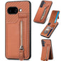Carbon Fiber Vertical Flip Zipper Phone Case, For Google Pixel 10 / 10 Pro, For Google Pixel 9a, For Google Pixel 9 Pro XL, For Google Pixel 9 / 9 Pro