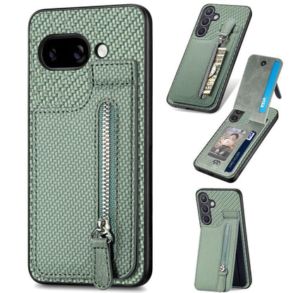Carbon Fiber Vertical Flip Zipper Phone Case, For Google Pixel 10 / 10 Pro, For Google Pixel 9a, For Google Pixel 9 Pro XL, For Google Pixel 9 / 9 Pro