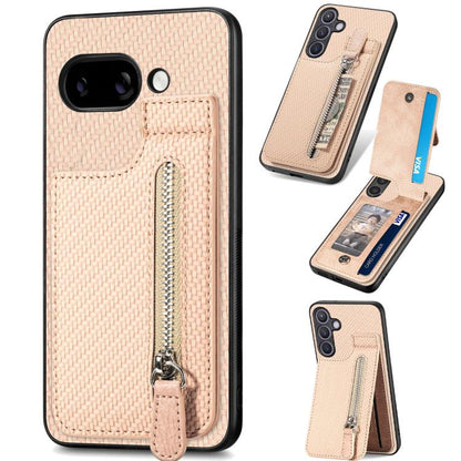 Carbon Fiber Vertical Flip Zipper Phone Case, For Google Pixel 10 / 10 Pro, For Google Pixel 9a, For Google Pixel 9 Pro XL, For Google Pixel 9 / 9 Pro