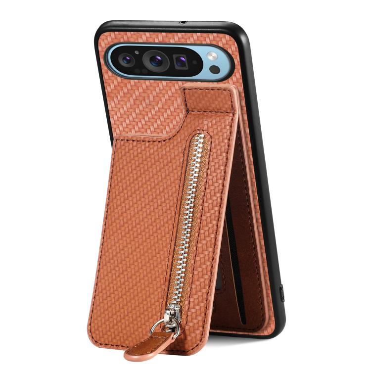Carbon Fiber Vertical Flip Zipper Phone Case