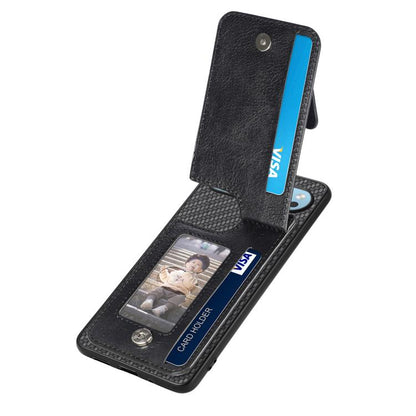 Carbon Fiber Vertical Flip Zipper Phone Case, For Google Pixel 10 / 10 Pro, For Google Pixel 9a, For Google Pixel 9 Pro XL, For Google Pixel 9 / 9 Pro