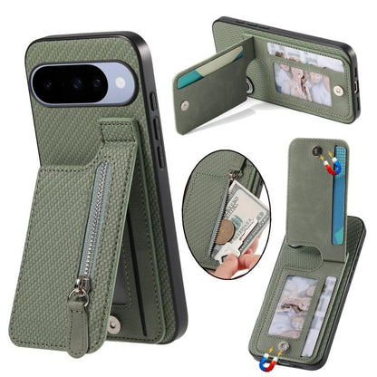 Carbon Fiber Vertical Flip Zipper Phone Case, For Google Pixel 11 Pro XL, For Google Pixel 11, For Google Pixel 11 Pro, For Google Pixel 10 Pro XL