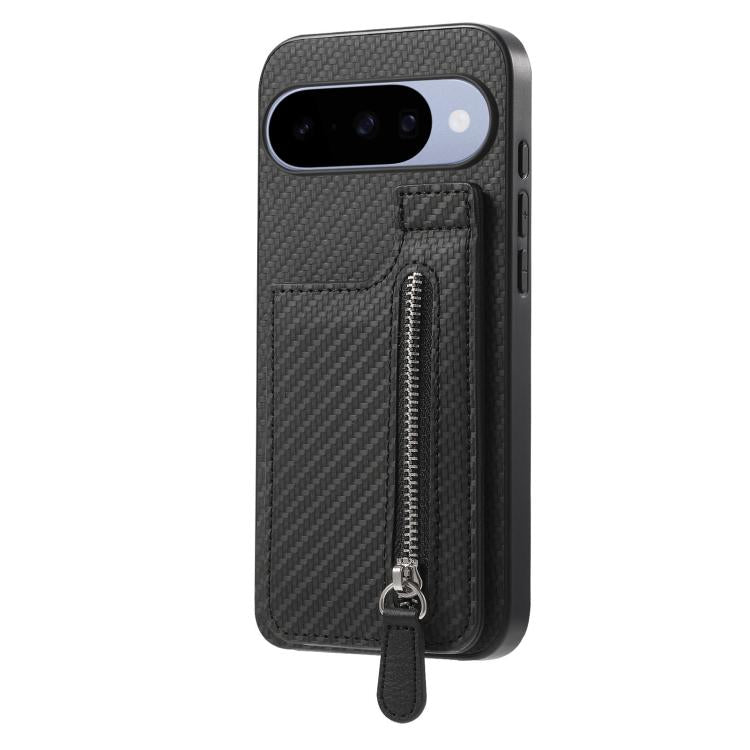 Carbon Fiber Vertical Flip Zipper Phone Case, For Google Pixel 11 Pro XL, For Google Pixel 11, For Google Pixel 11 Pro, For Google Pixel 10 Pro XL