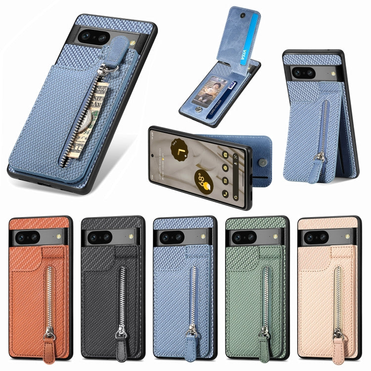 Carbon Fiber Vertical Flip Zipper Phone Case