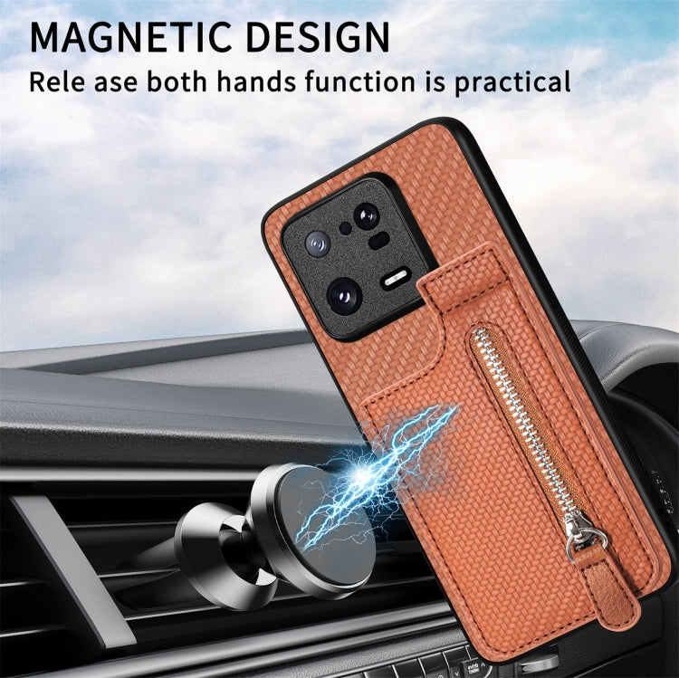 Carbon Fiber Vertical Flip Zipper Phone Case, Series 1