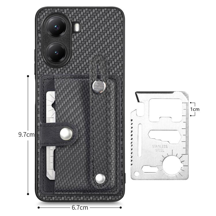 Wristband Kickstand Card Wallet Back Phone Case with Tool Knife