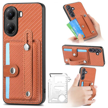 Wristband Kickstand Card Wallet Back Phone Case with Tool Knife