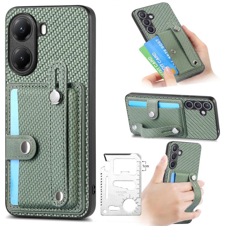 Wristband Kickstand Card Wallet Back Phone Case with Tool Knife