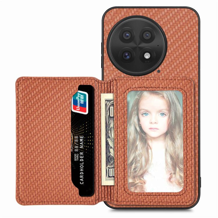 Carbon Fiber Magnetic Card Bag Phone Case, For OnePlus Ace 6 / 6T / 15R, For OnePlus 15, For OnePlus 13