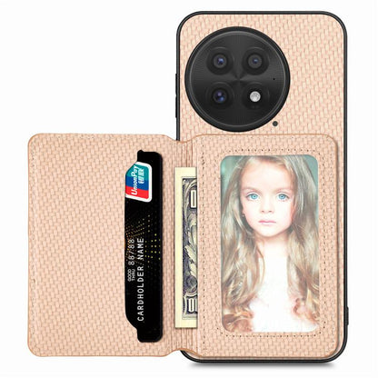 Carbon Fiber Magnetic Card Bag Phone Case, For OnePlus 15, For OnePlus 13