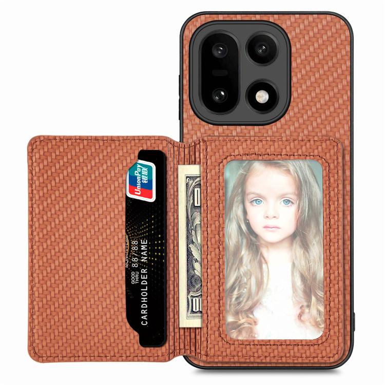 Carbon Fiber Magnetic Card Bag Phone Case, For OnePlus 15, For OnePlus 13