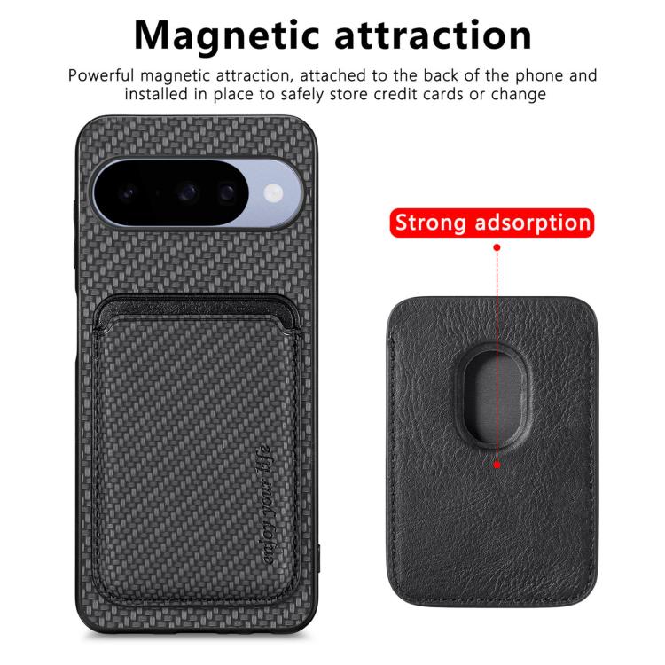 Carbon Fiber Leather Card Magsafe Phone Case, For Google Pixel 11 Pro XL, For Google Pixel 11, For Google Pixel 11 Pro, For Google Pixel 10 Pro XL
