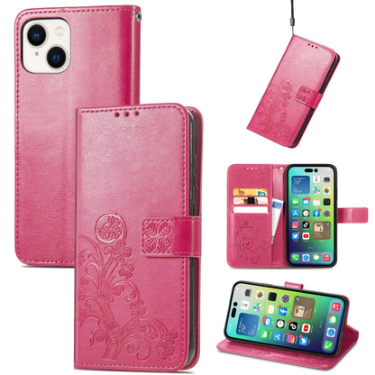 Four-leaf Clasp Embossed Buckle Leather Phone Case