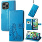 Four-leaf Clasp Embossed Buckle Leather Phone Case