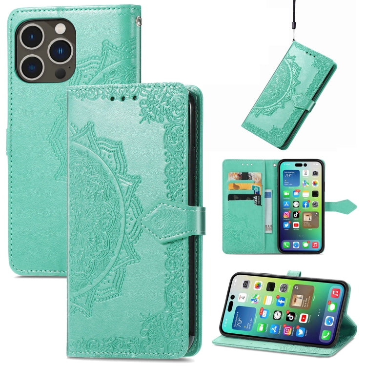 Mandala Flower Embossed Leather Phone Case