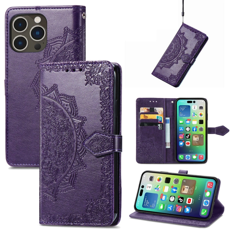 Mandala Flower Embossed Leather Phone Case