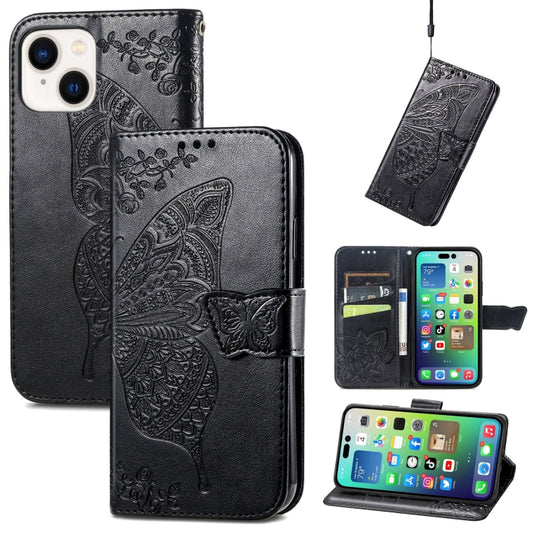 Butterfly Love Flower Embossed Leather Phone Case